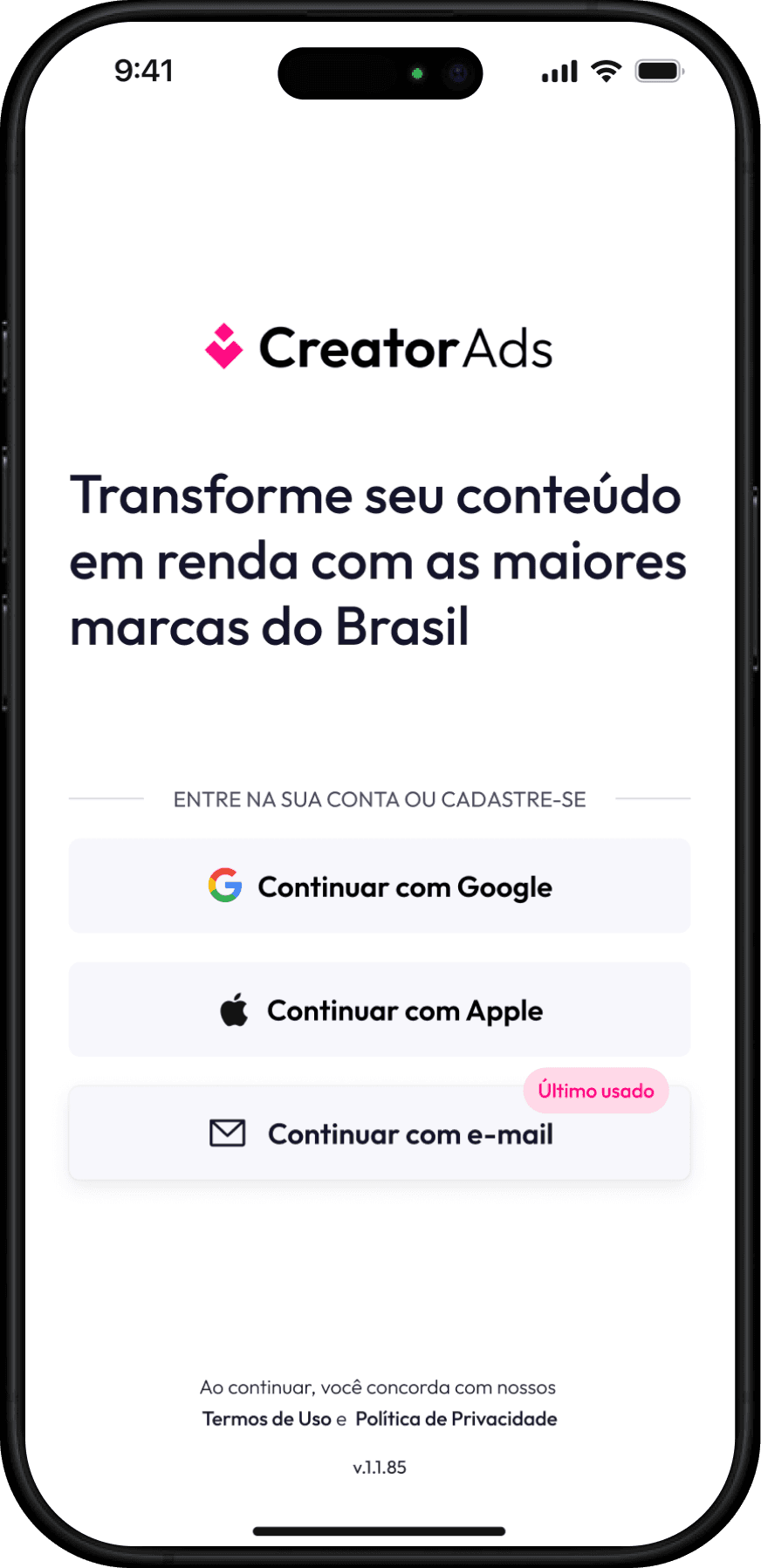 Creator Ads mobile app
