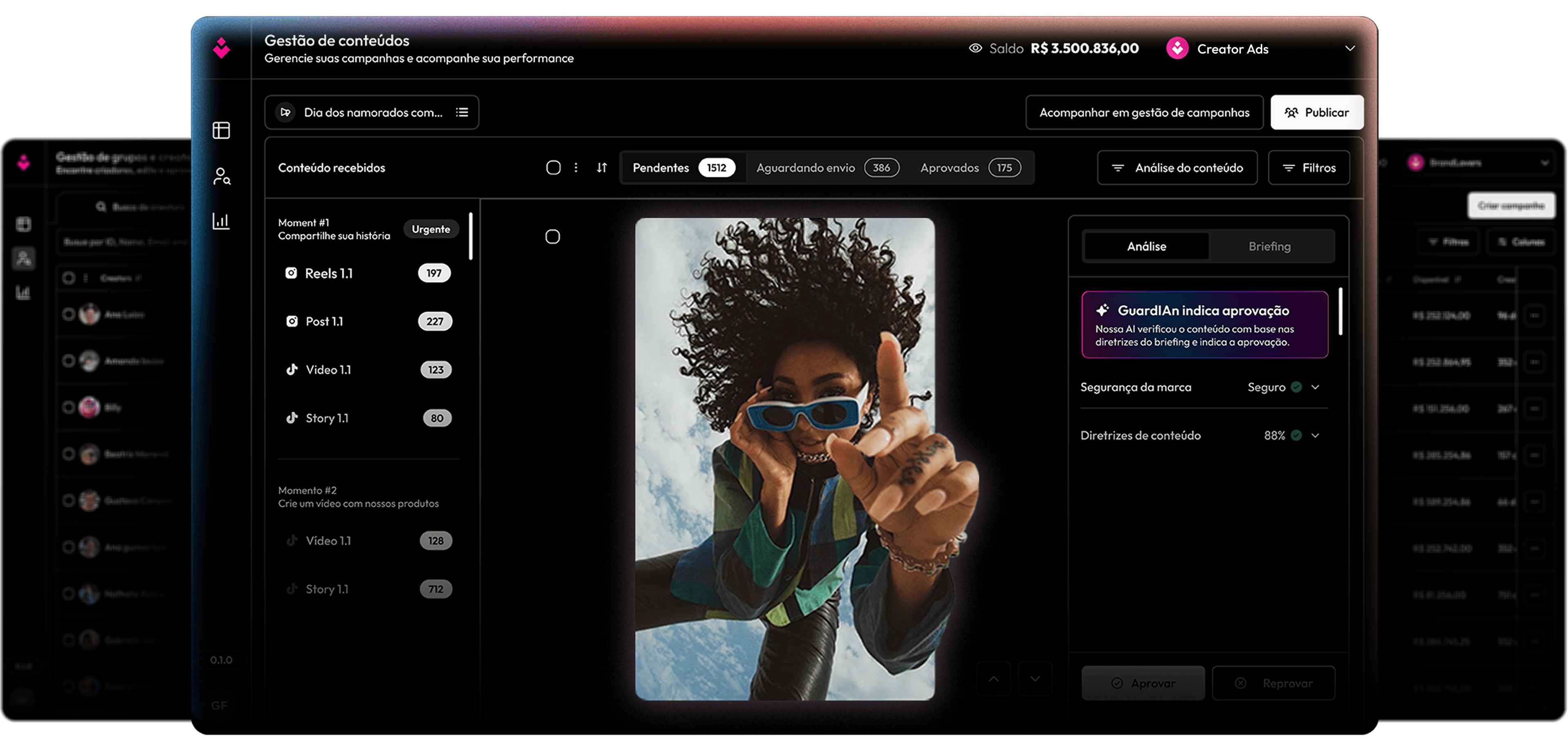 Creator Ads dashboard for content management and campaign approval